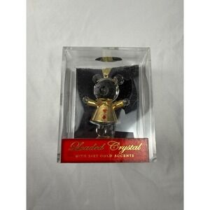 Leaded Crystal Teddy Bear Figurine 24KT Gold Accents Handcrafted Collectible Box